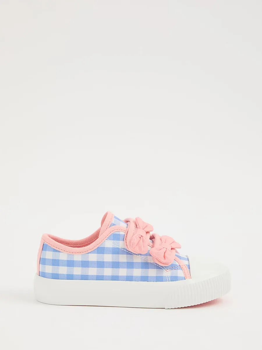 Blue Gingham Bow Trainers