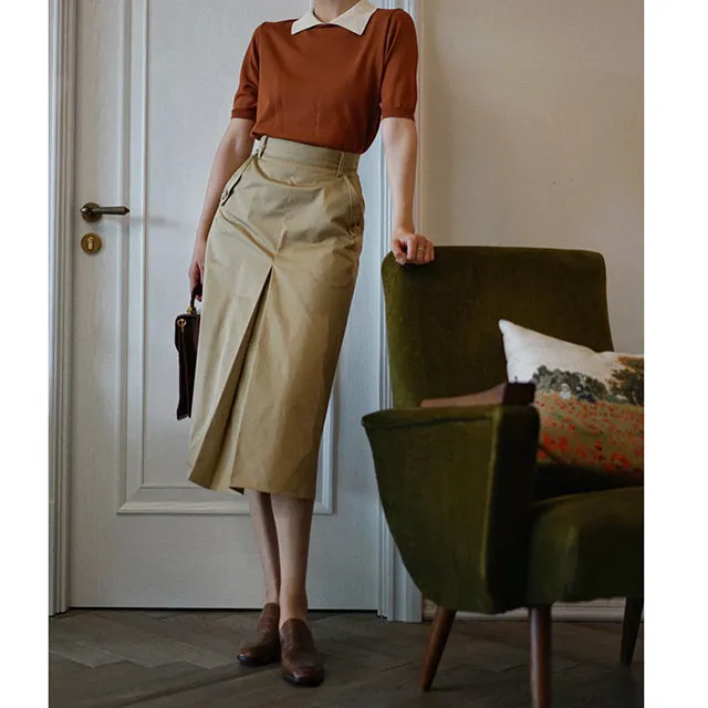 Simple Utility Everyday Casual Cotton Skirt