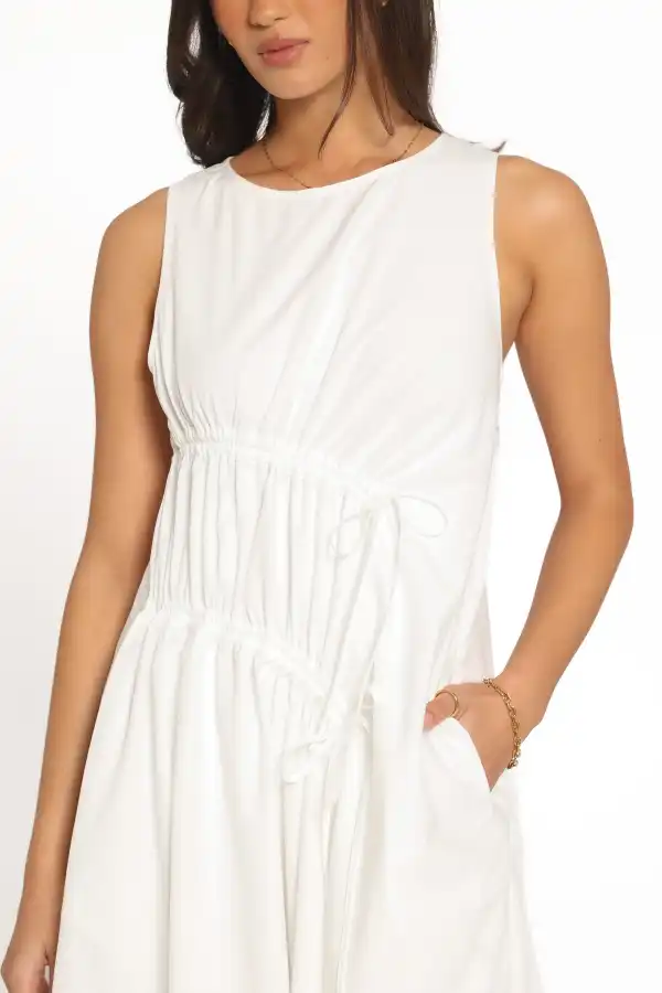 Button High Neck Maxi Dress