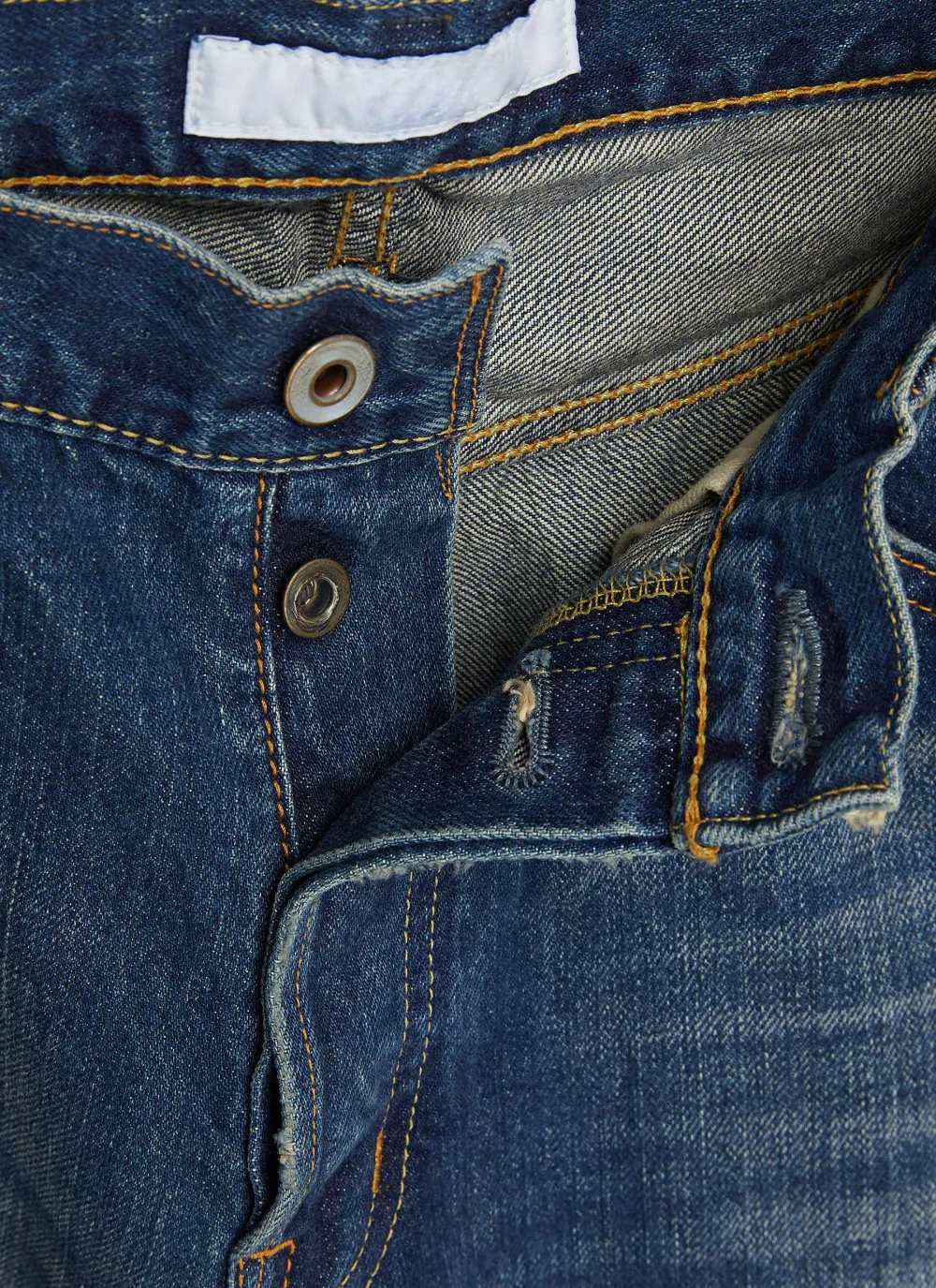 Simple Straight-Cut Blue Cottom Jeans