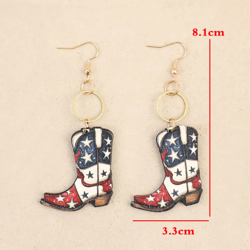 Wooden Boot Shape Drop Earrings
