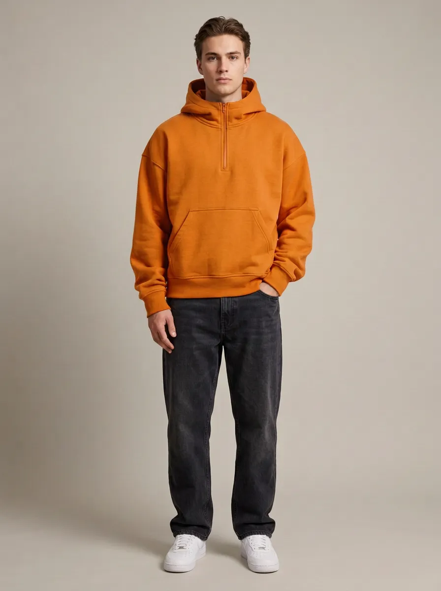 Unisex Quarter Zip Everyday Essential Leisure Hoodie