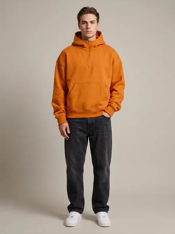 Unisex Quarter Zip Everyday Essential Leisure Hoodie