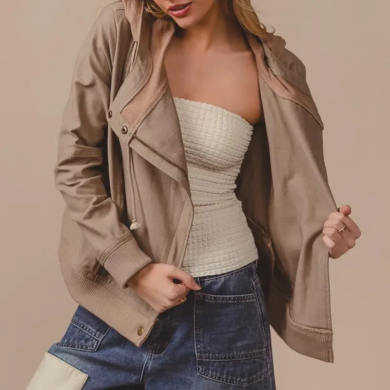 Textured Pocket Detail Casual Jacket
