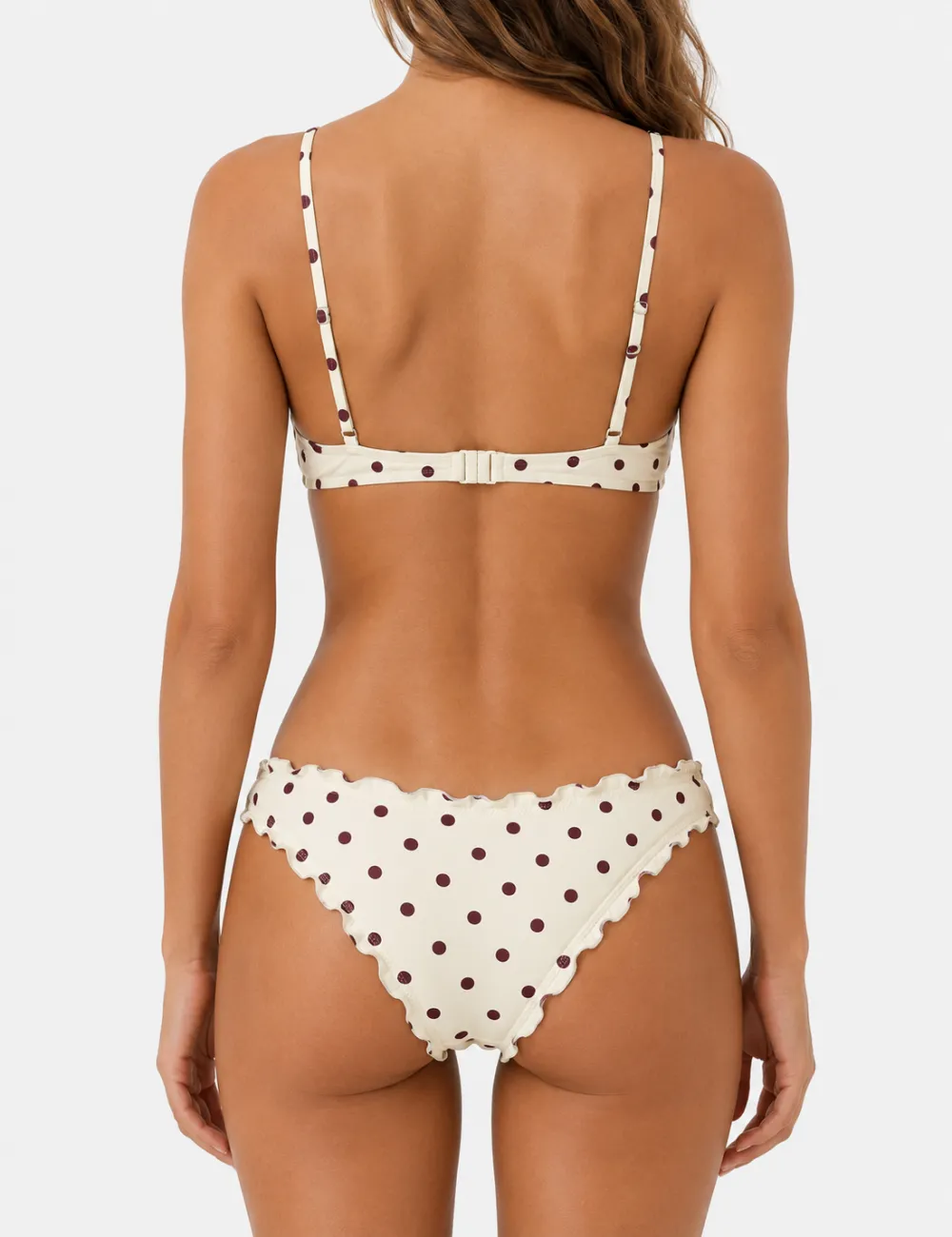 Polka Dot Sweetheart Neck Piece Bikini Set