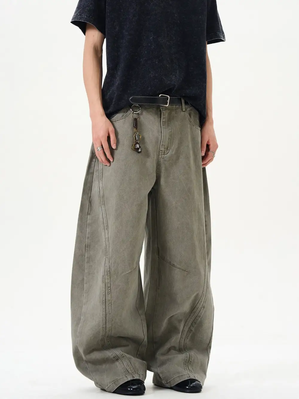 Curved-Leg Ultra-Wide Jeans