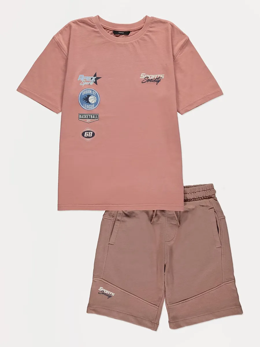 Pink Sport T-Shirt and Shorts Outfit