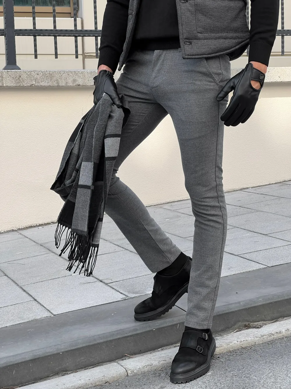 Clean Cut Side Pocket Slim Fit Tailored Trousers