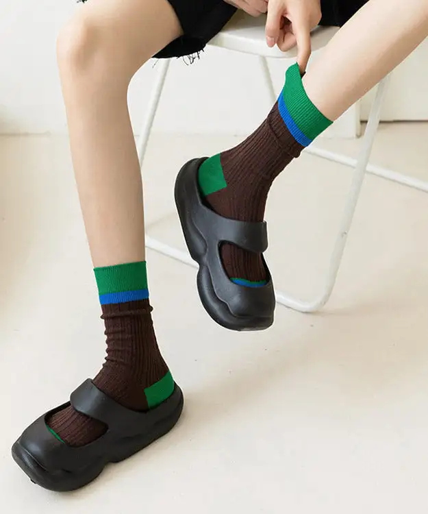 Korean Colorblock Mid Calf Socks