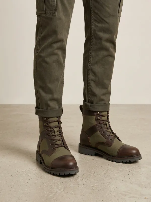 Unisex Canvas Leather Cap Toe Work Boots