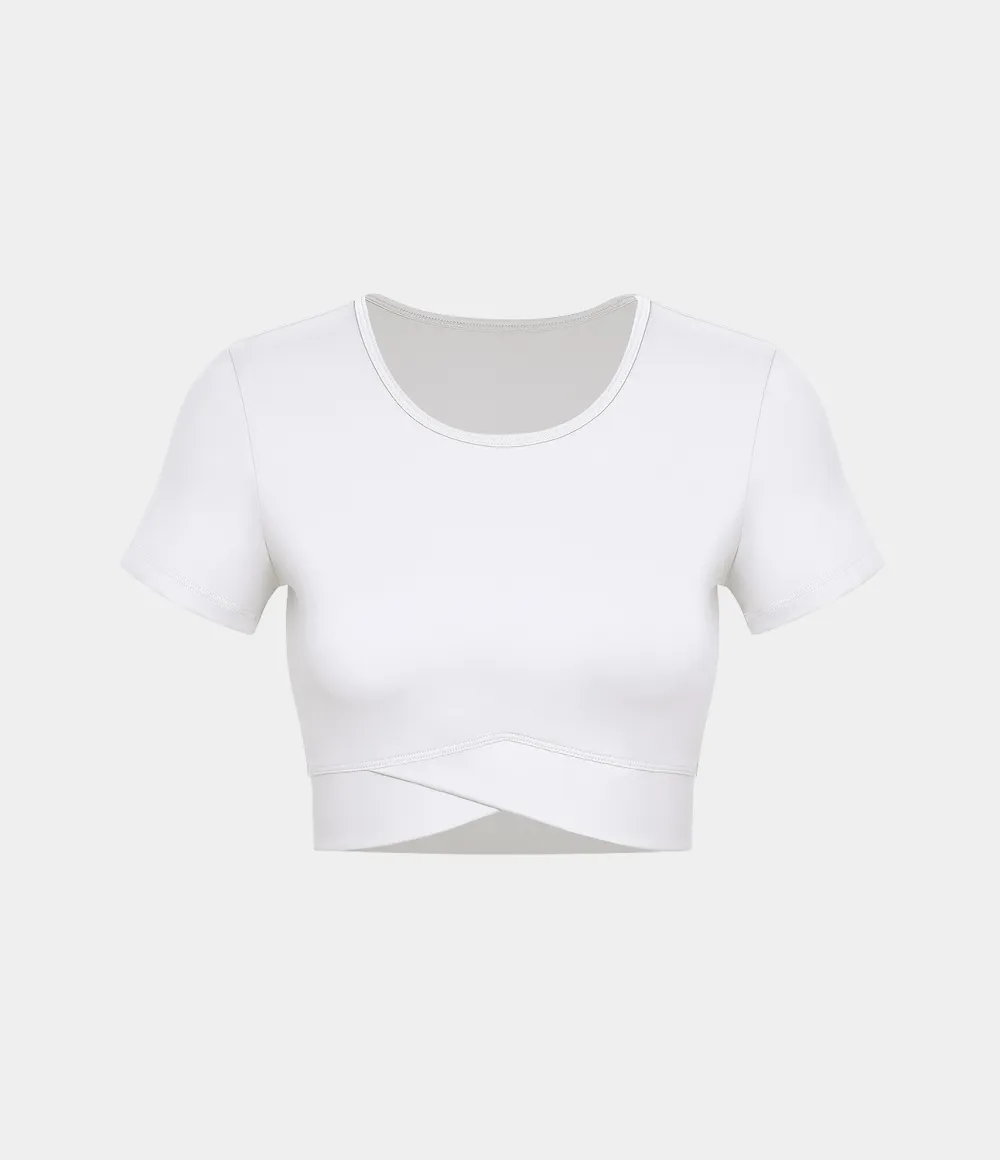 Softlyzero Plush Crossover Hem Cropped Sports Top