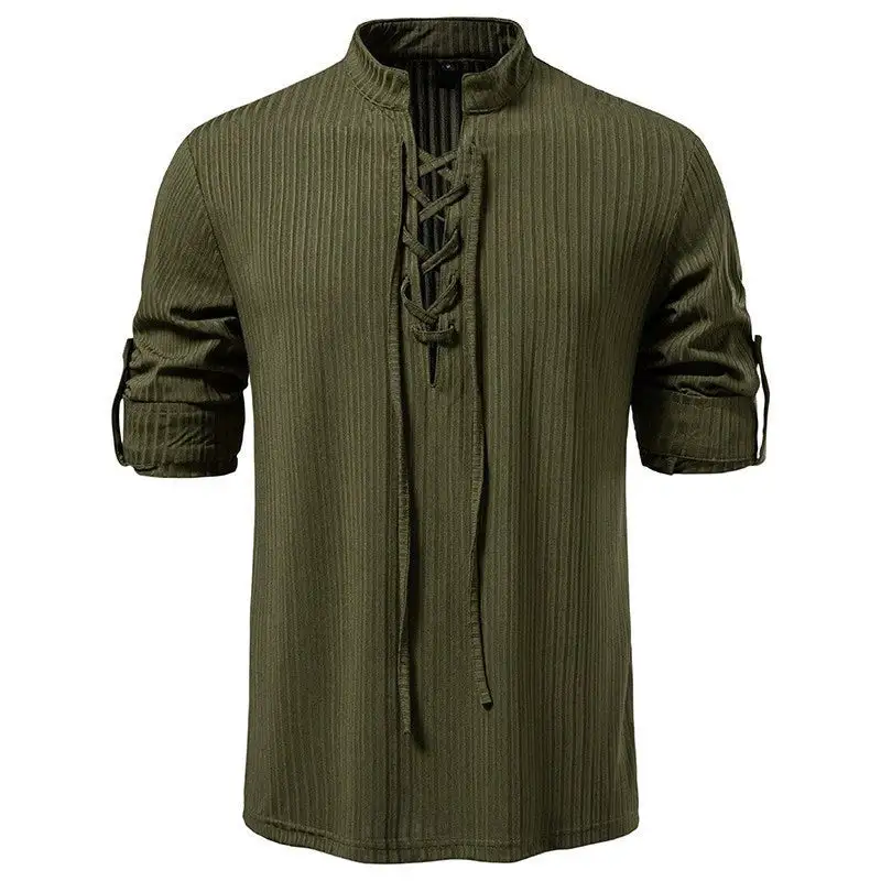 Lace-Up Henley Shirt