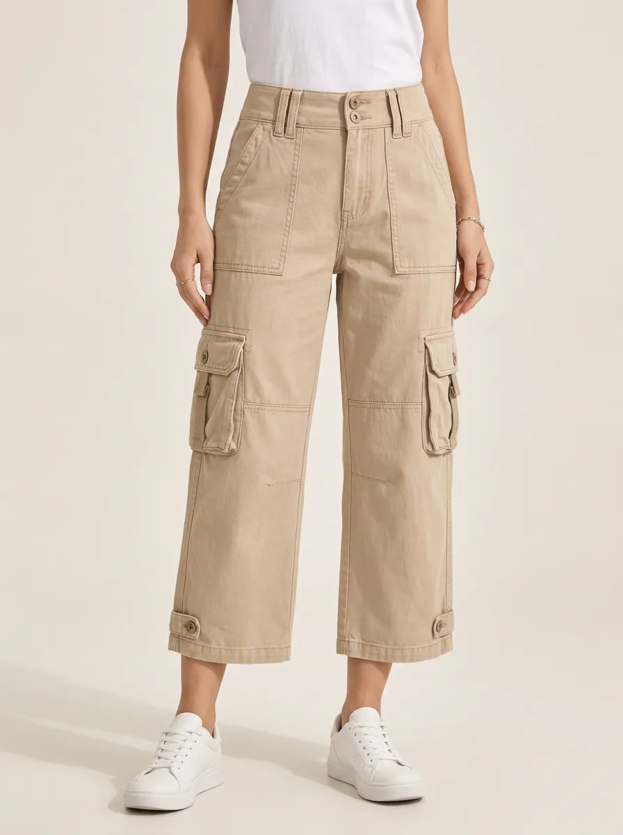 Women's Soft Structure Cargo Multi-Pocket Capri Pants
