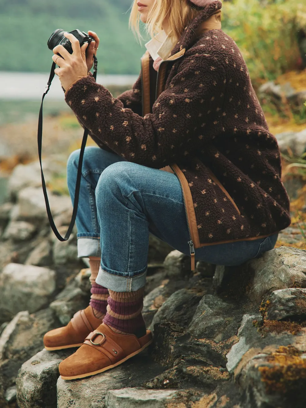 Chocolate Brown spot Borg Fleece Jacket