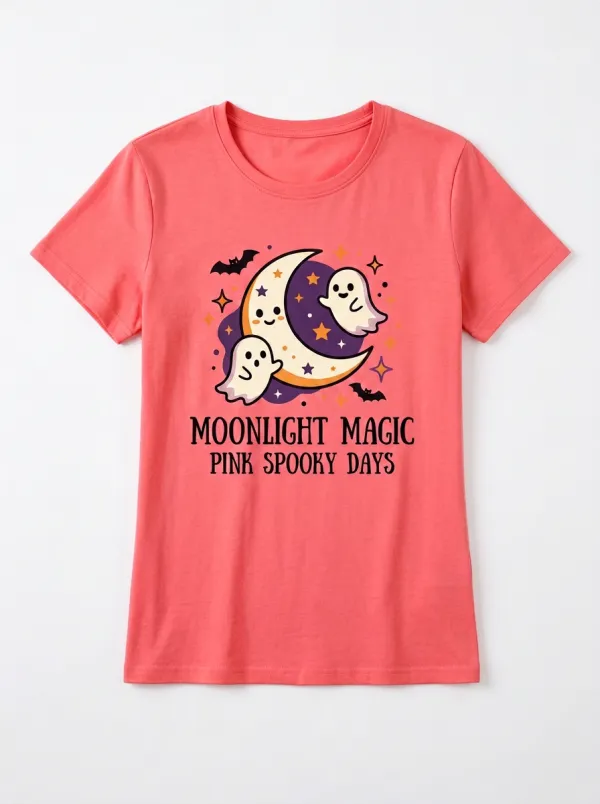 Ghost Moon Halloween Graphic T-Shirt