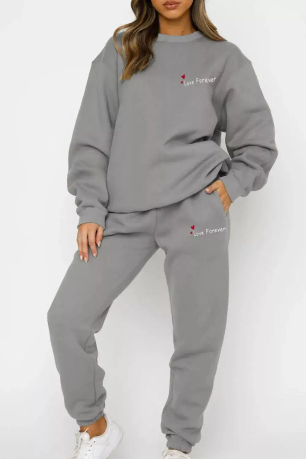 Round Neck Sweatshirt and Joggers Set