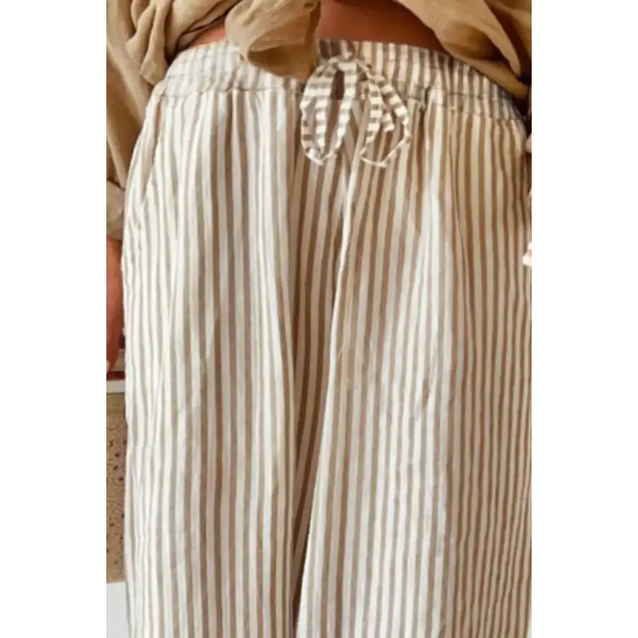 Casual Plus Size Striped Wide Leg Pants