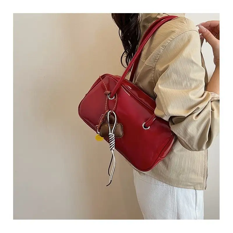 Relaxed Vintage Crossbody Satchel with Charm