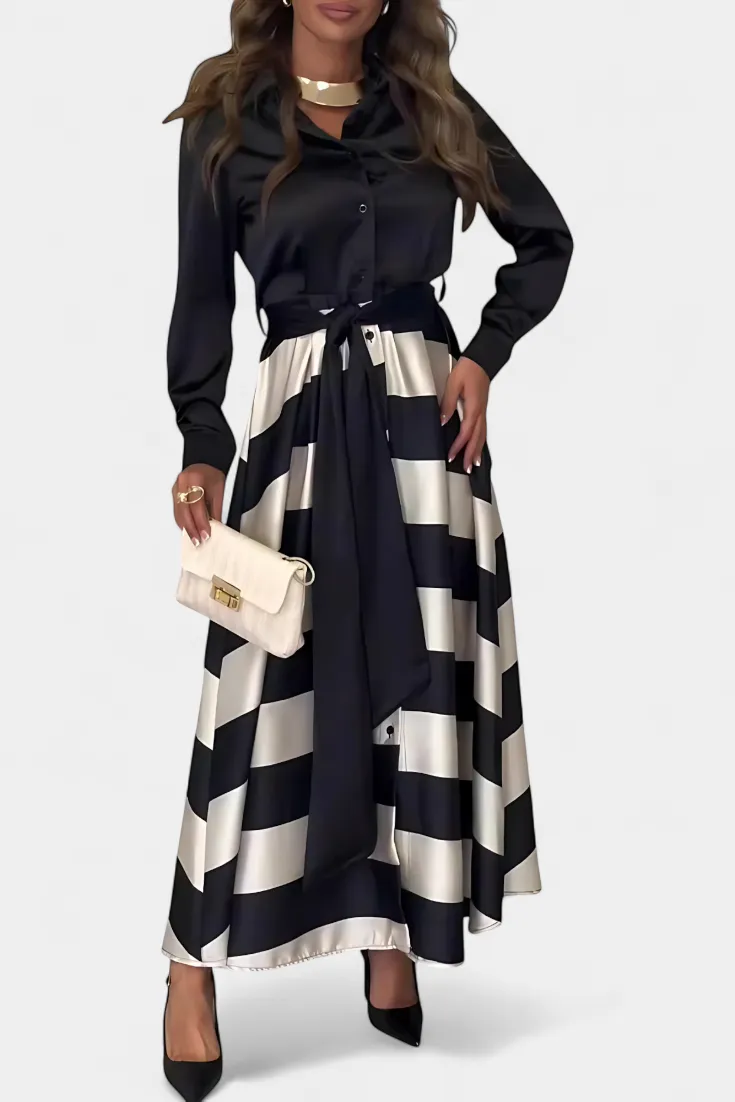 Shirt-Style Striped Casual Dress