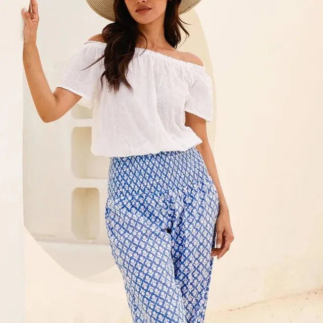 Gauze Frill Organic-Cotton Women's Shirt