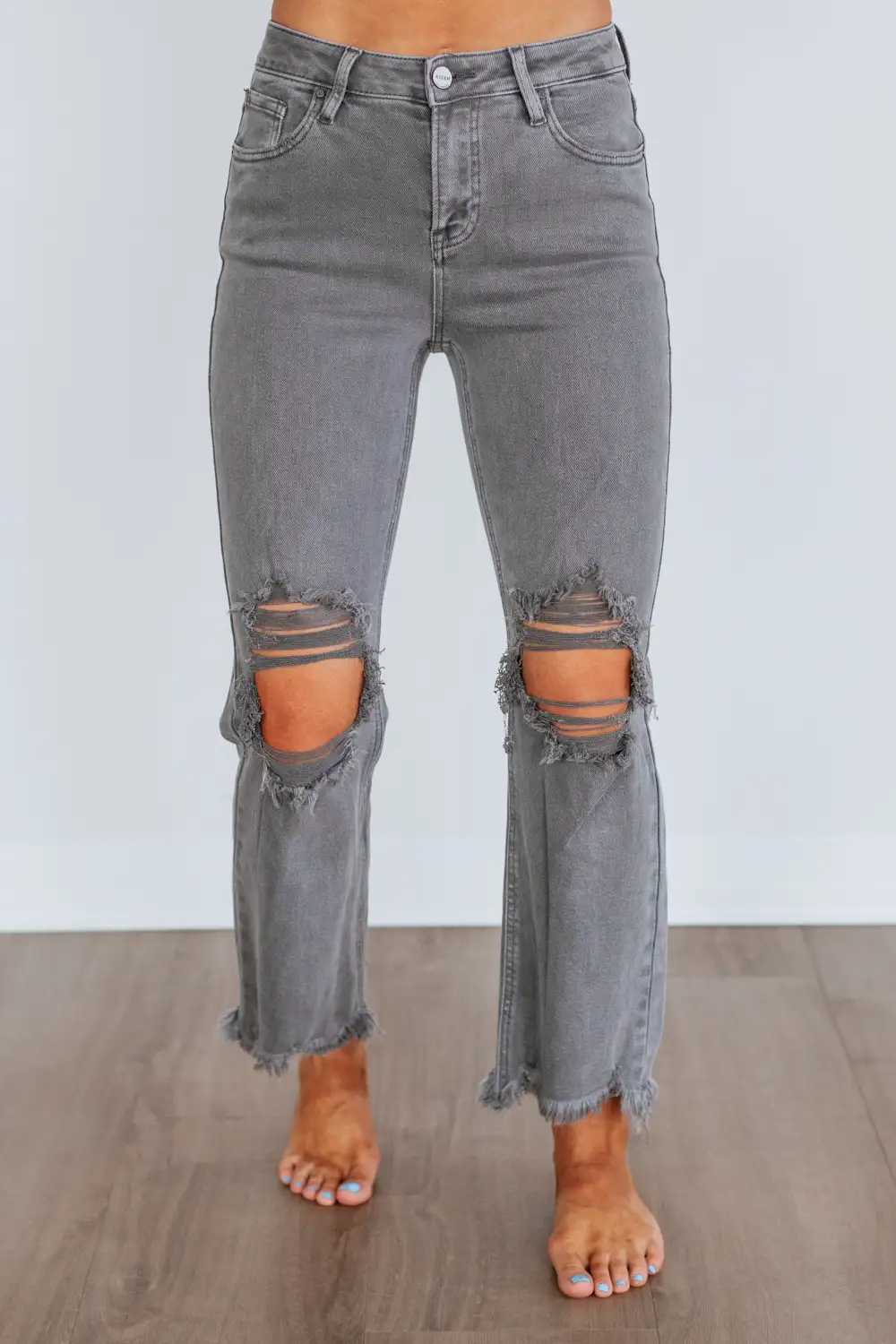 Women's High Rise Cropped Raw Hem Jeans