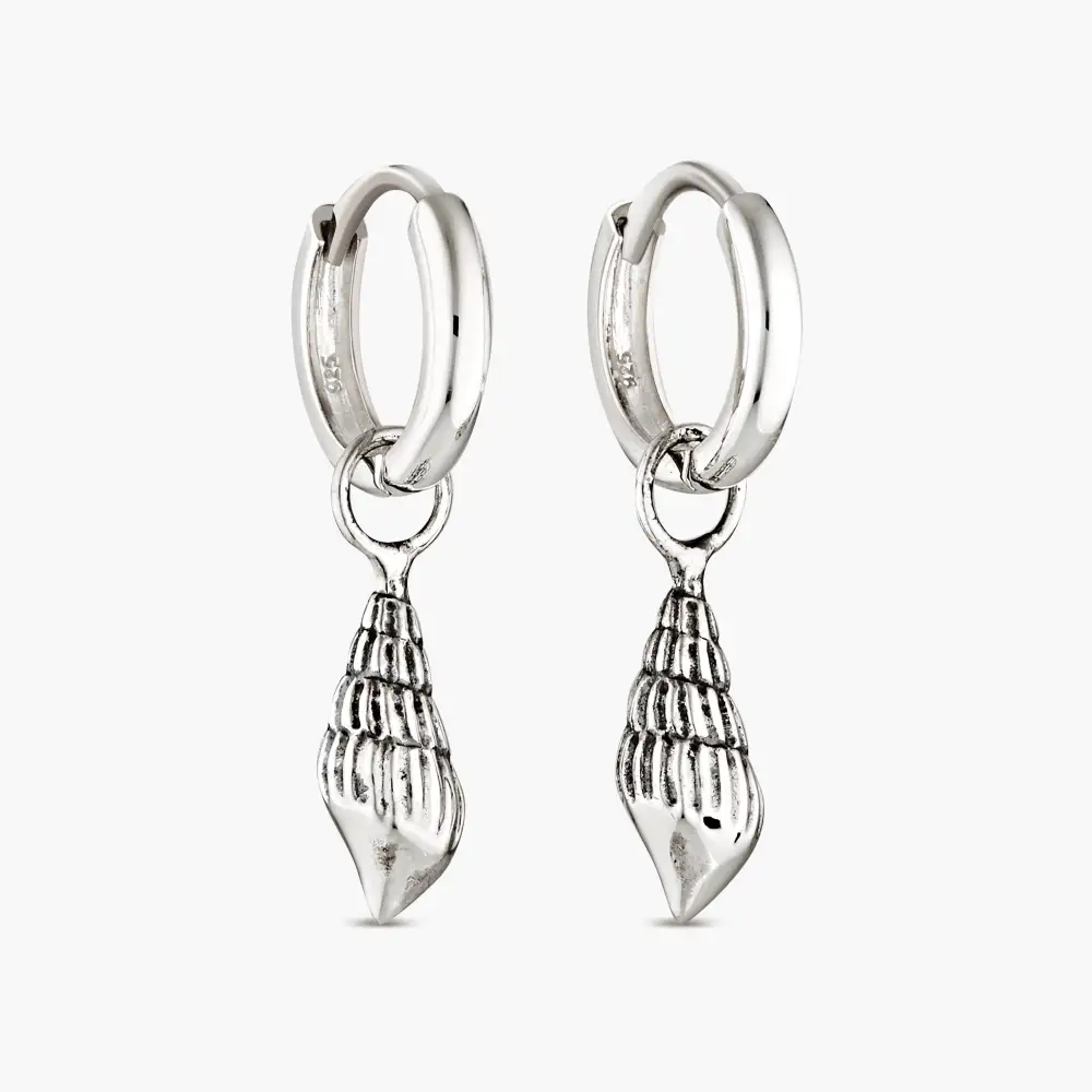 Shell Sterling Silver Hoop Earrings
