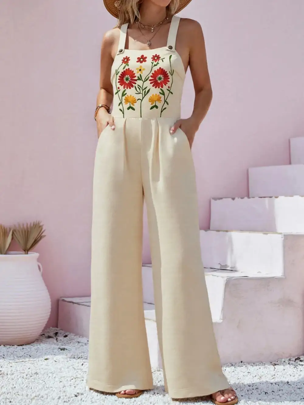 Polished Floral Wide Leg Jumpsuit