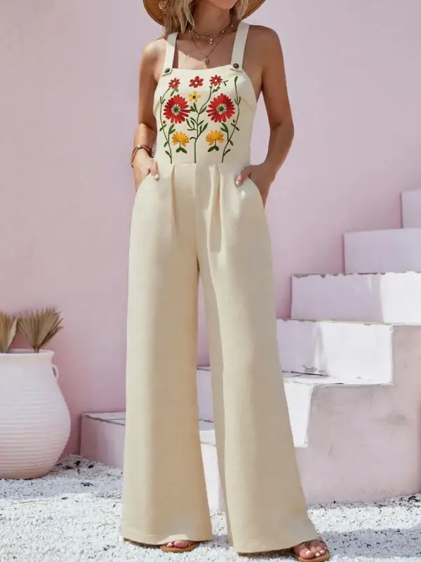 Polished Floral Wide Leg Jumpsuit