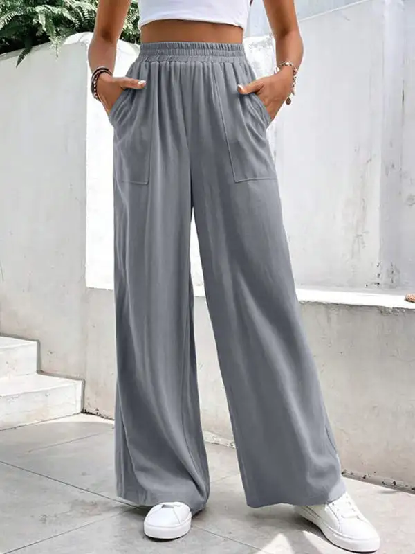 Mid Waist Straight Loose Sports Clean Pants