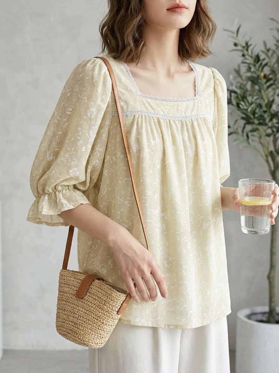 Floral Women's Puff-Sleeve Blouse