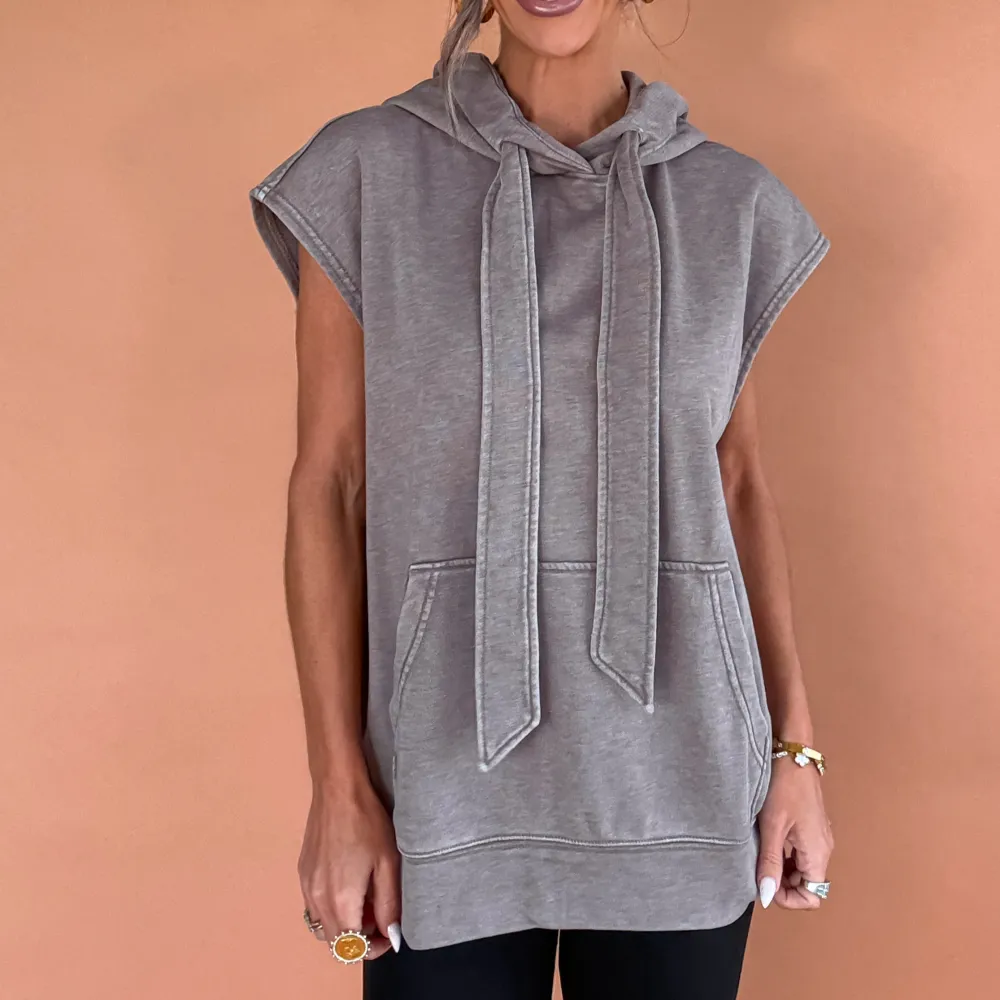 French-Terry Sleeveless Hoodie