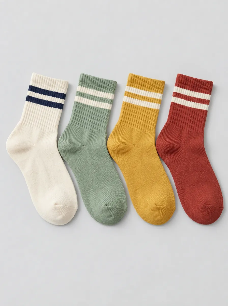 Women's Multicolor Striped Crew Ribbed Socks 4-Pack