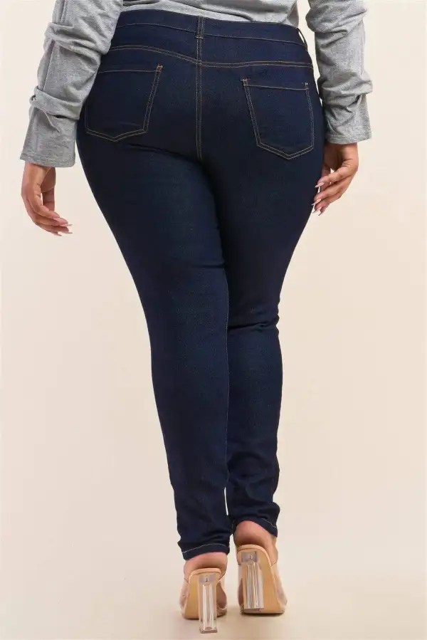 Mid-Rise Pocketed Stretch Straight Leg Jeans