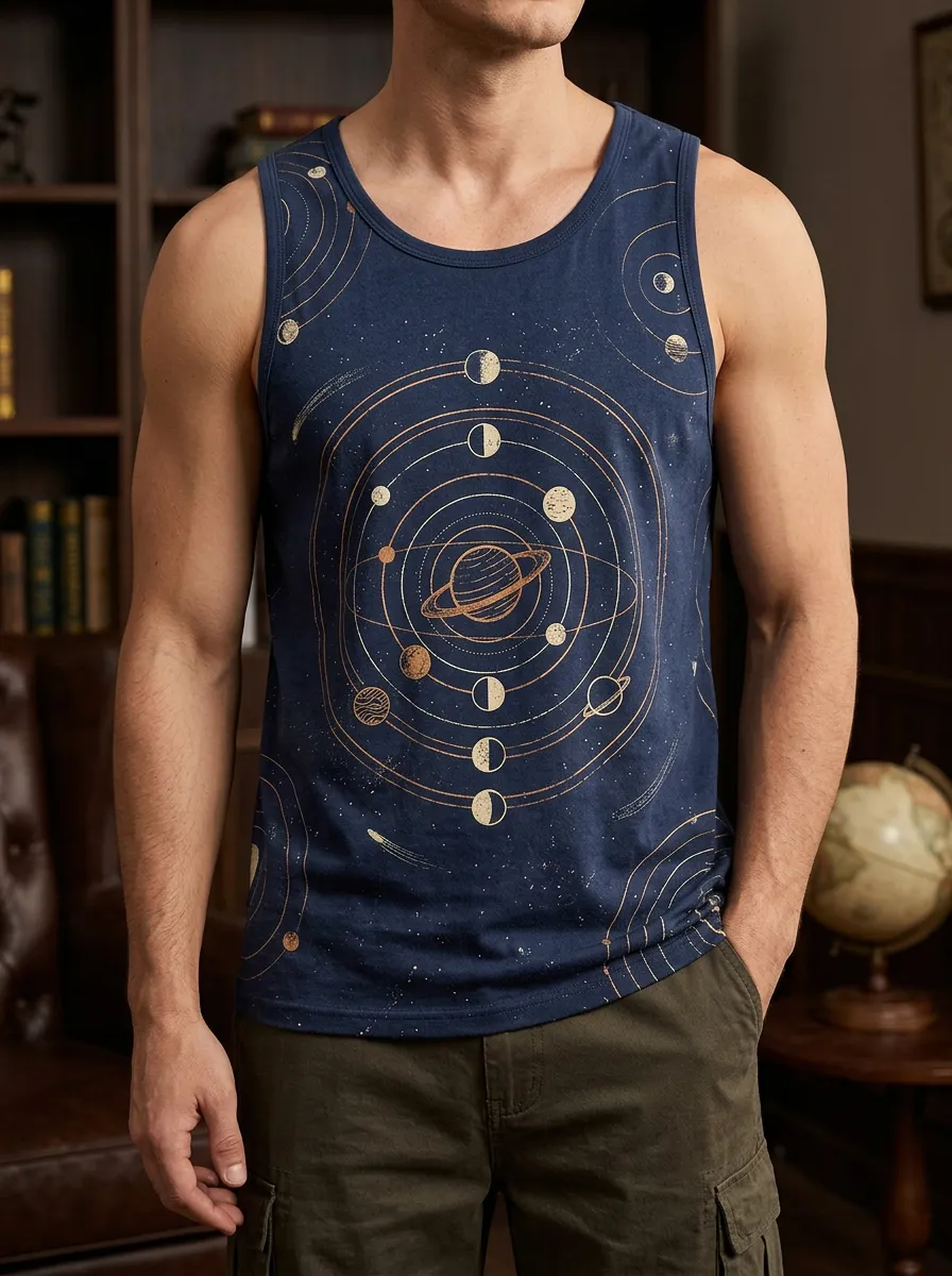 Men's Astronomy Solar System Planetary Orbit Tank Top