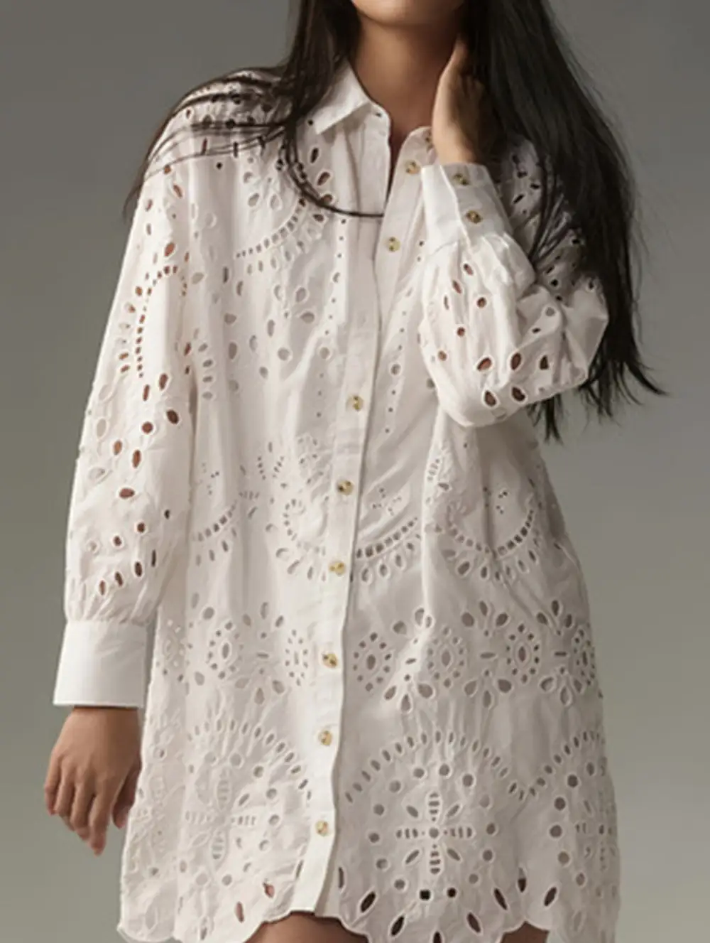 Openwork Buckle Lapel Shirt