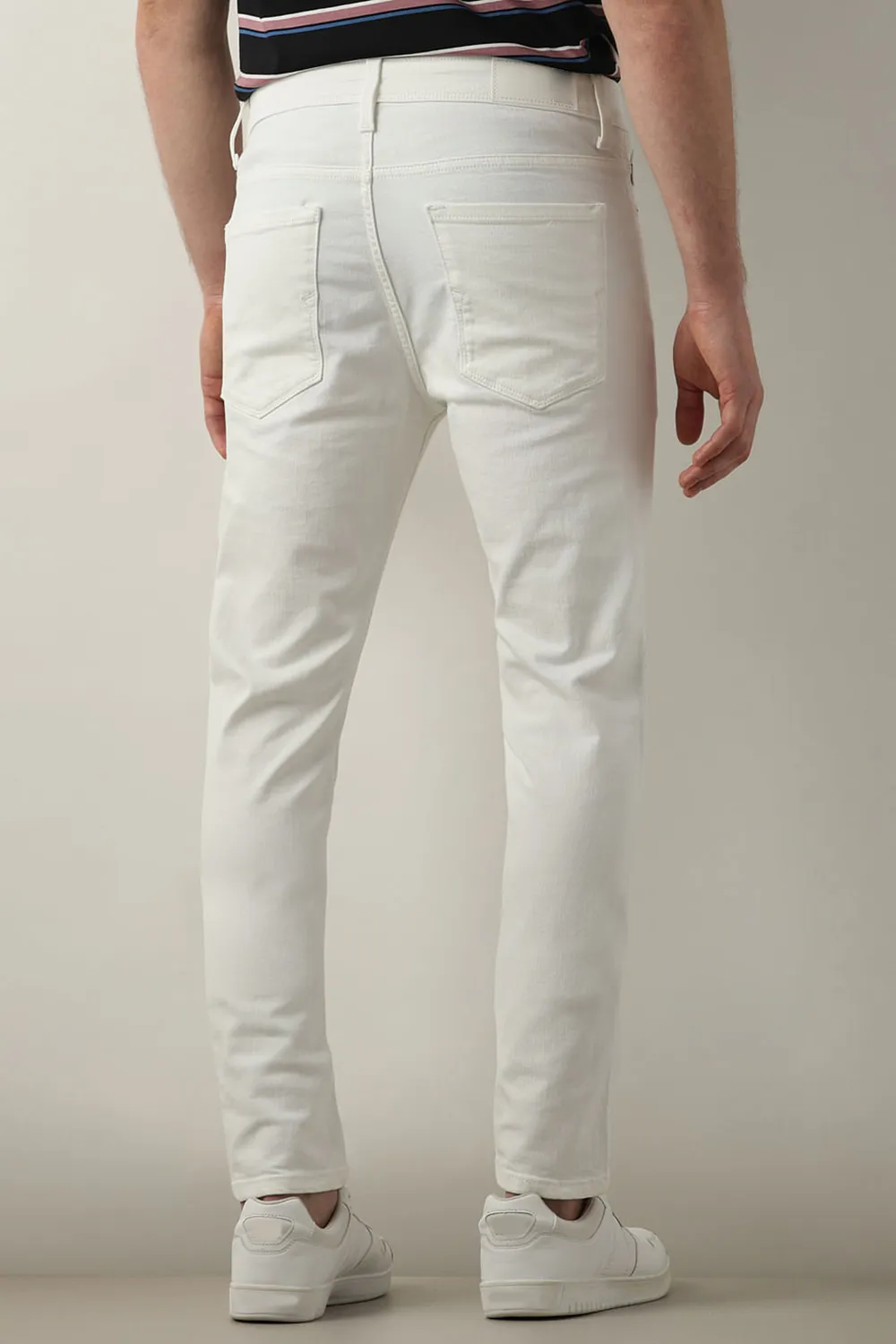 White Mid Rise Casual Slim Fit Jeans