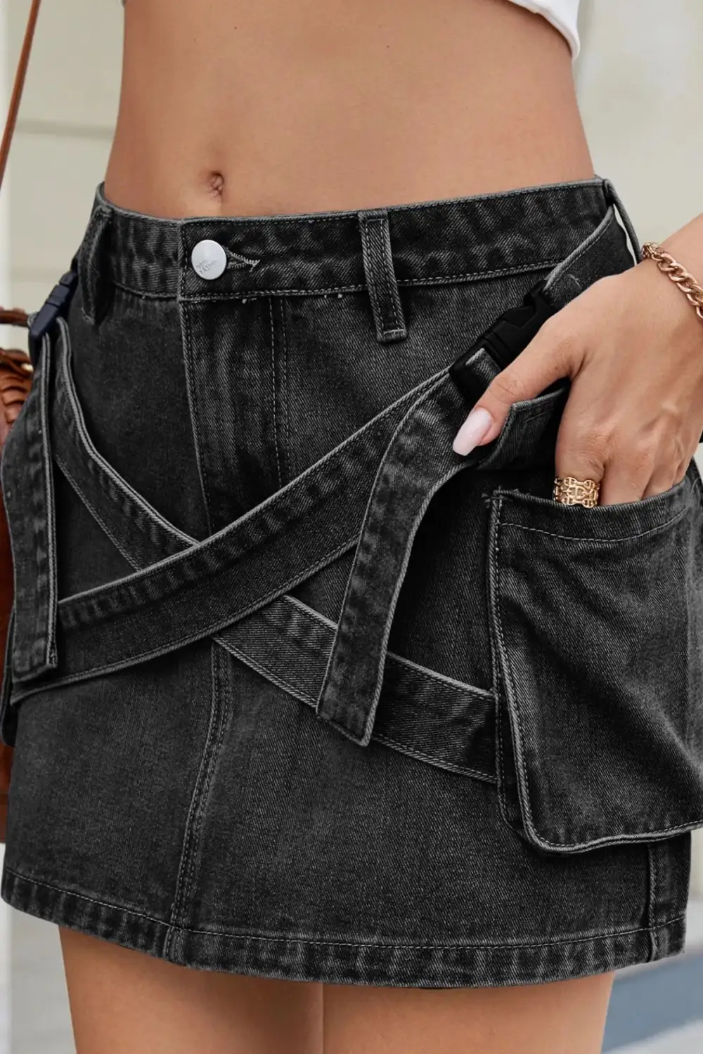 Denim Criss Mini Skirt
