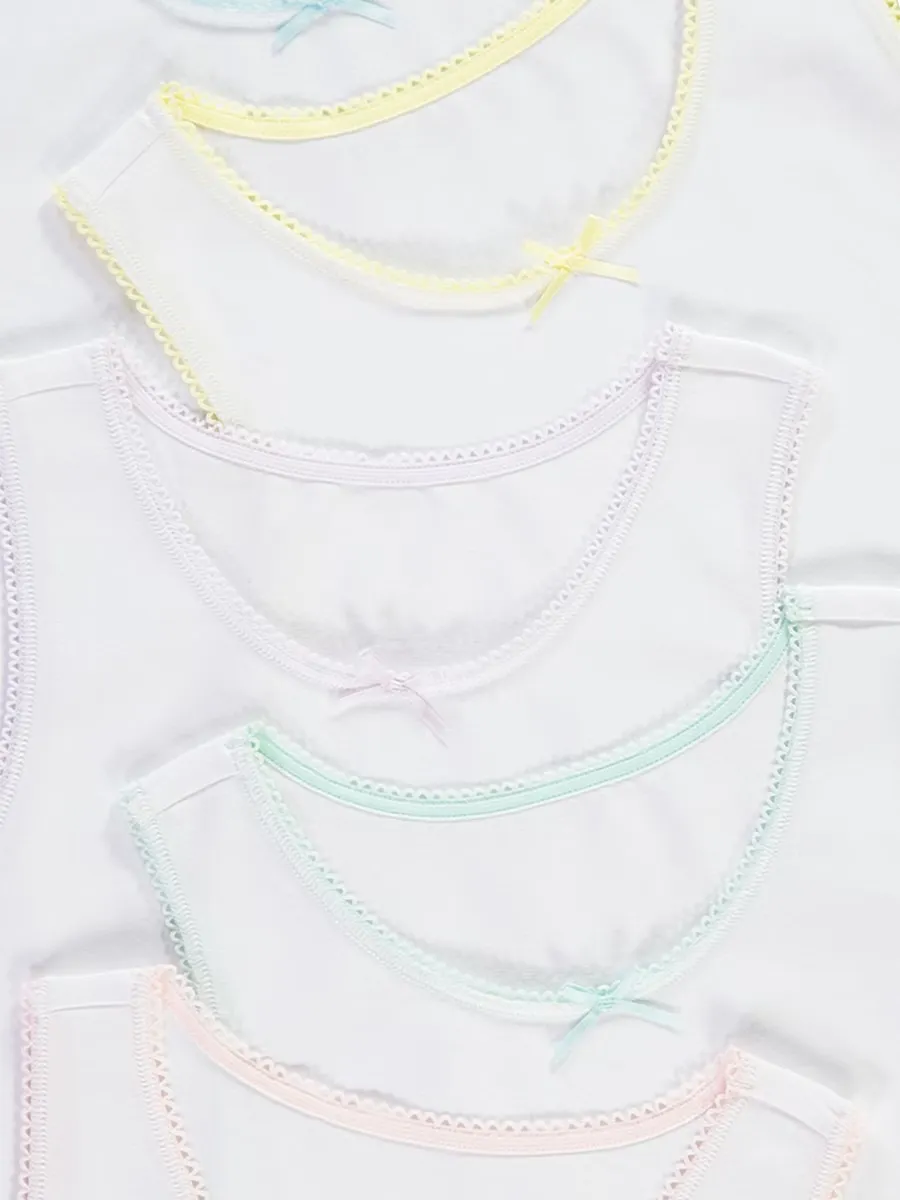 White Bow Front Vests 5 Pack