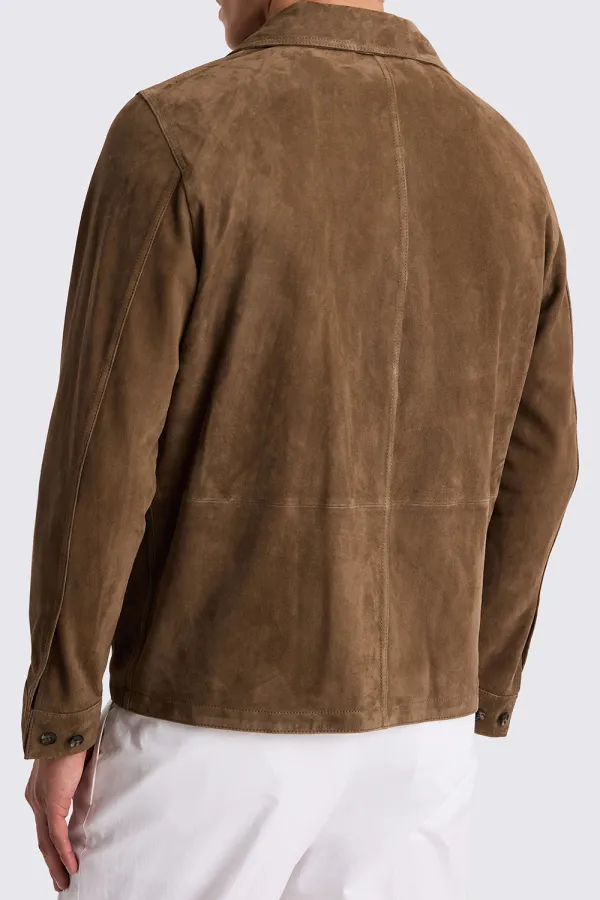 Versatile Trench-Style Suede Jacket In Taupe