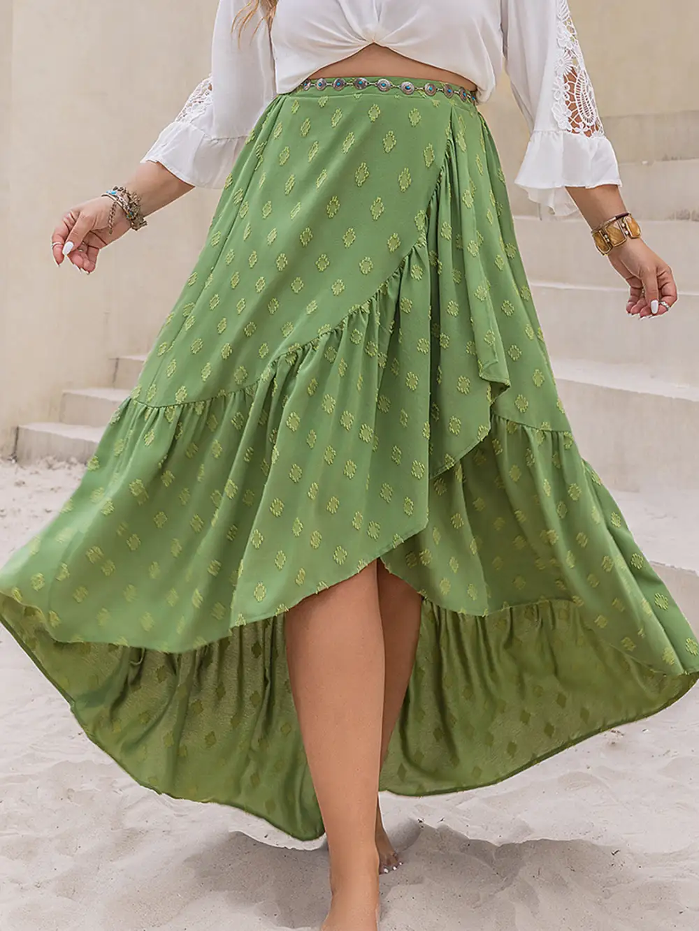 Ruffle Trim Low Skirt