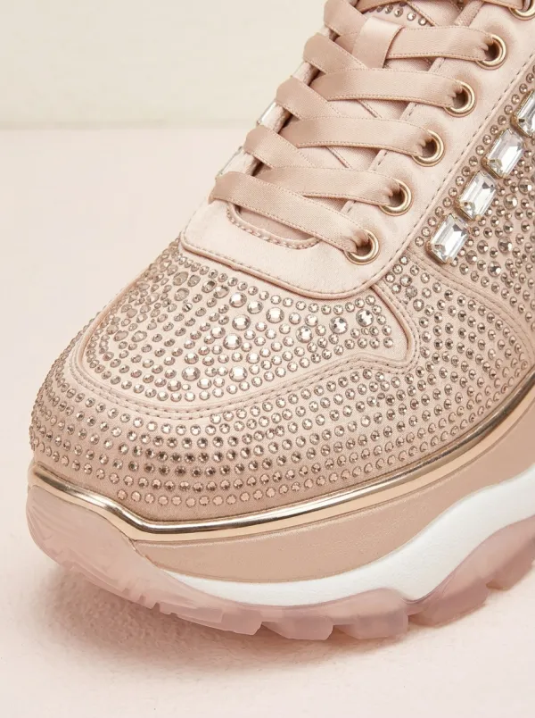 Casual Lace-Detail Women's Rhinestone Platform Shoes