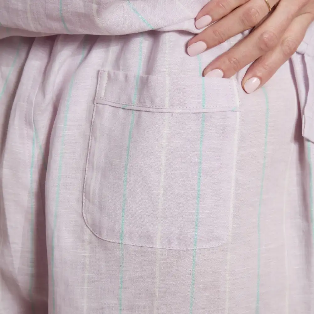 Striped Linen Long PJ Set