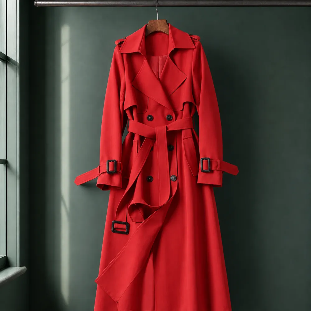 Double-Breasted Notched Lapel Overcoat