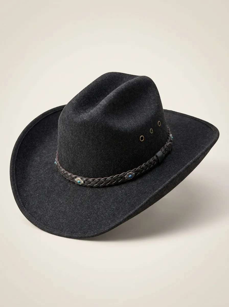 Western Turquoise Cowboy Hat with Felt Texture