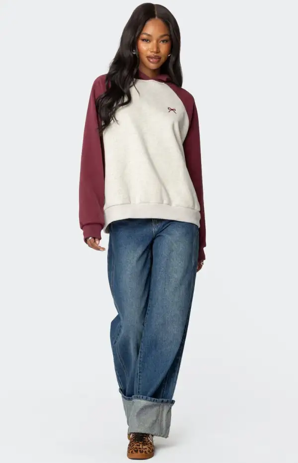 Edikted Raglan Bow Oversized Hoodie