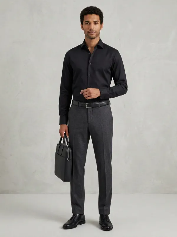 Men's Business Professional Non-Iron Cotton Long Sleeve Shirt