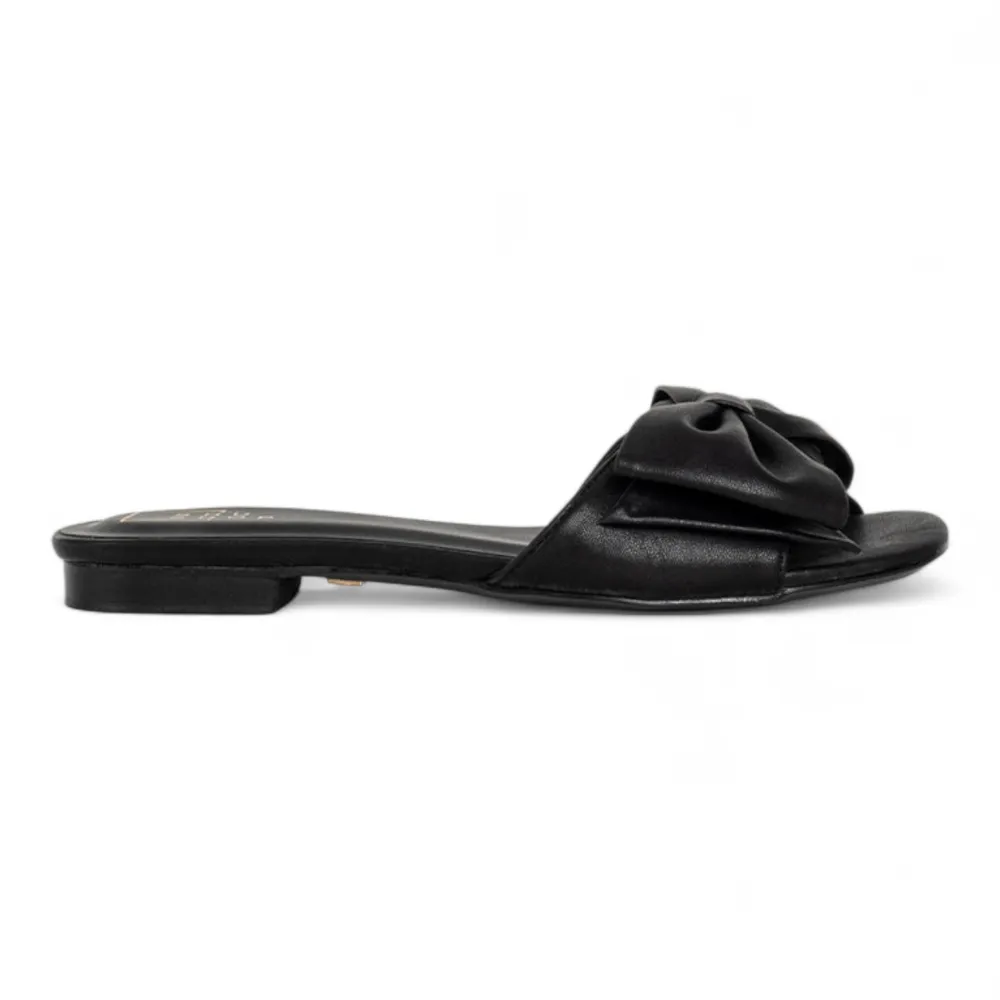 Chic Noir Bow Slide Sandals