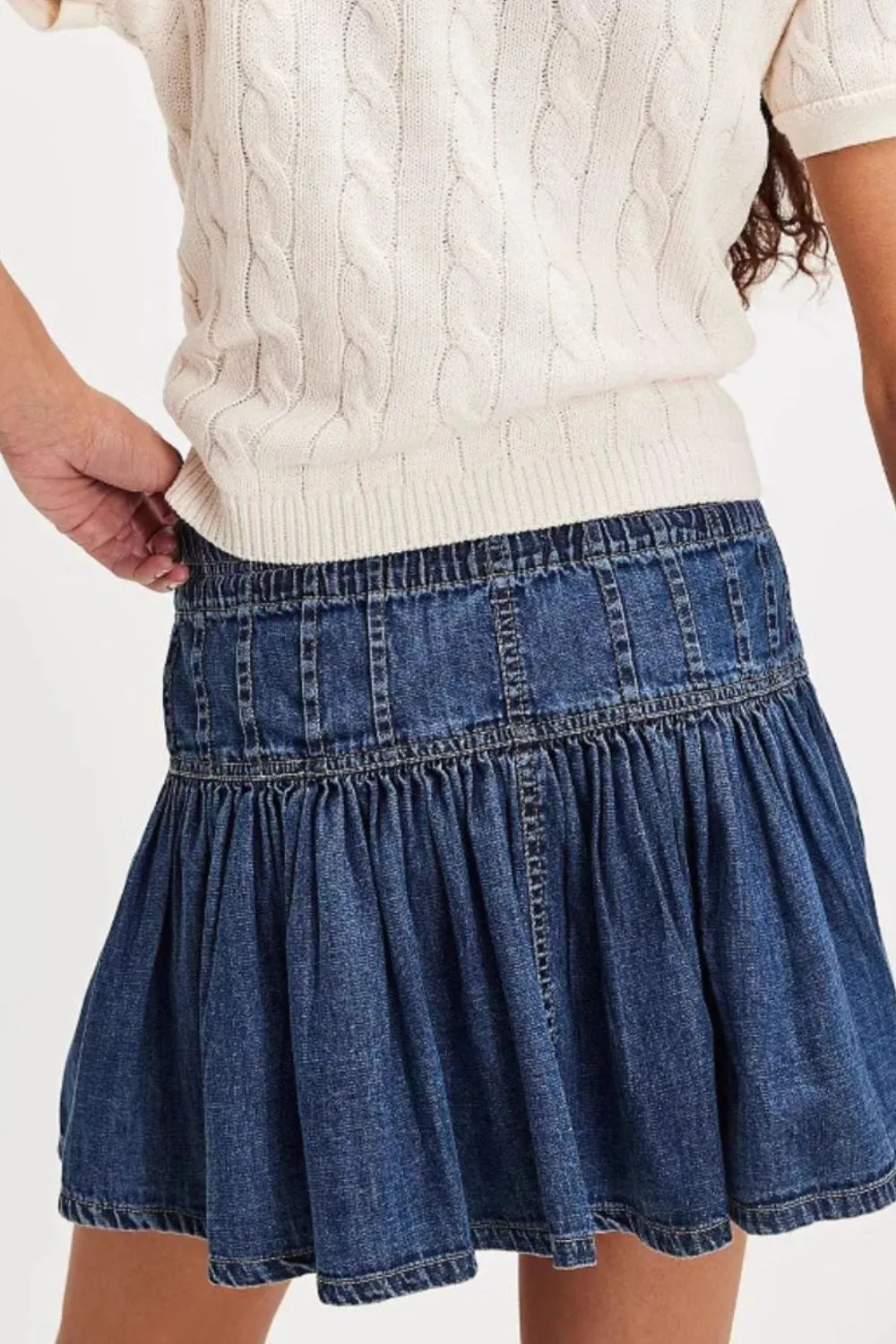 Ruffle Denim Mini Skirt