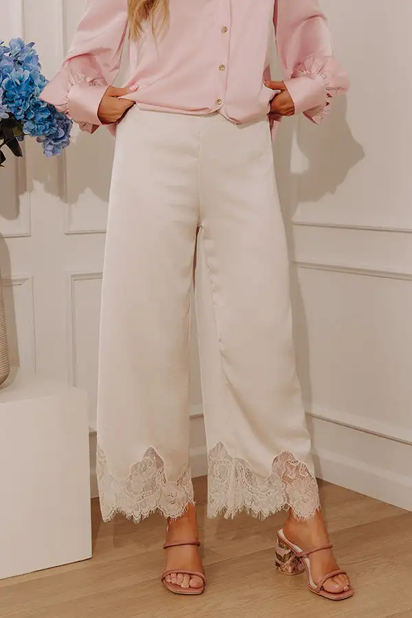 Mid Rise Relaxed Wide Leg Satin Pants