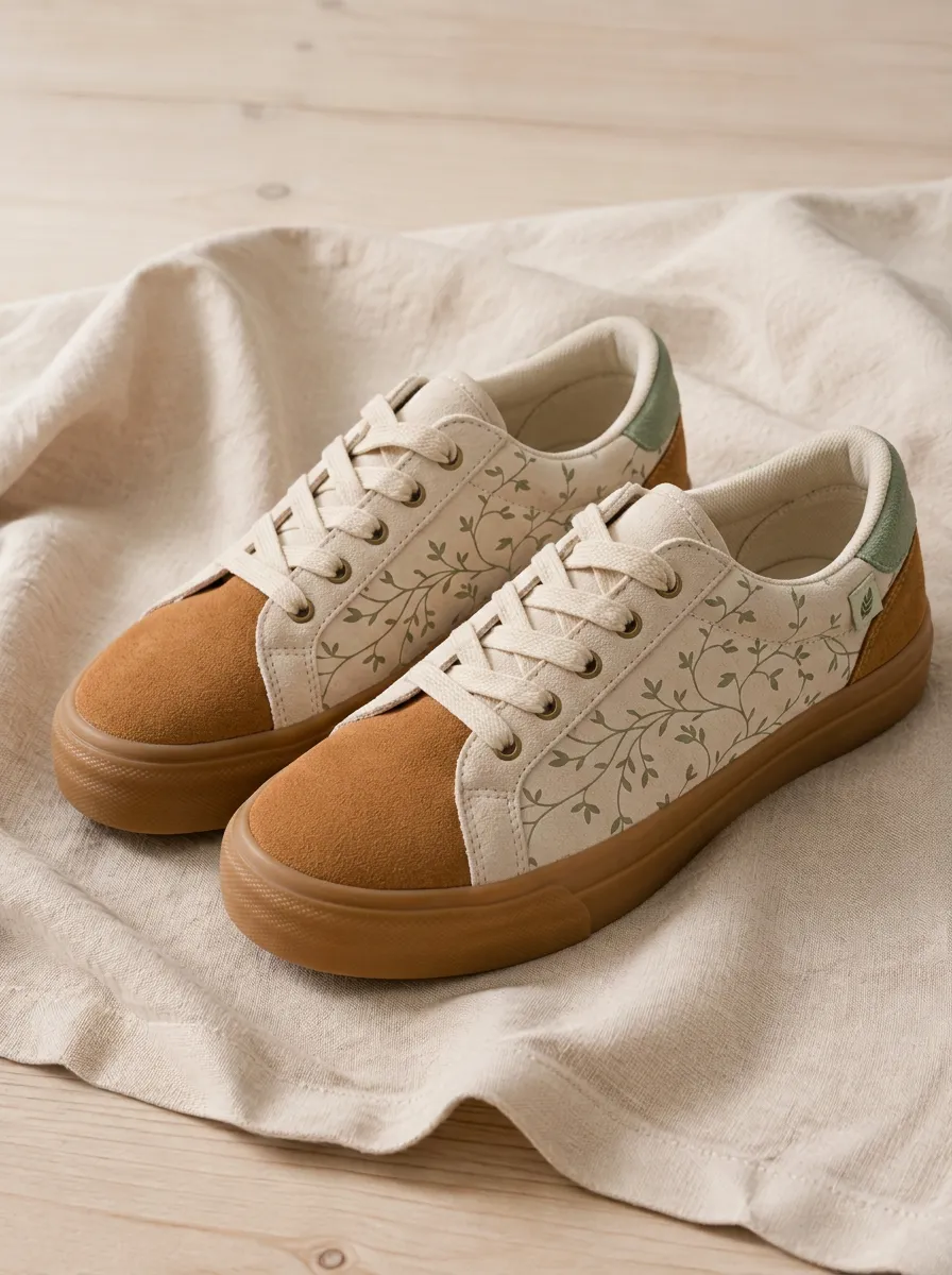 Women's Botanical Nature Lover Green Vine Printed Sneakers